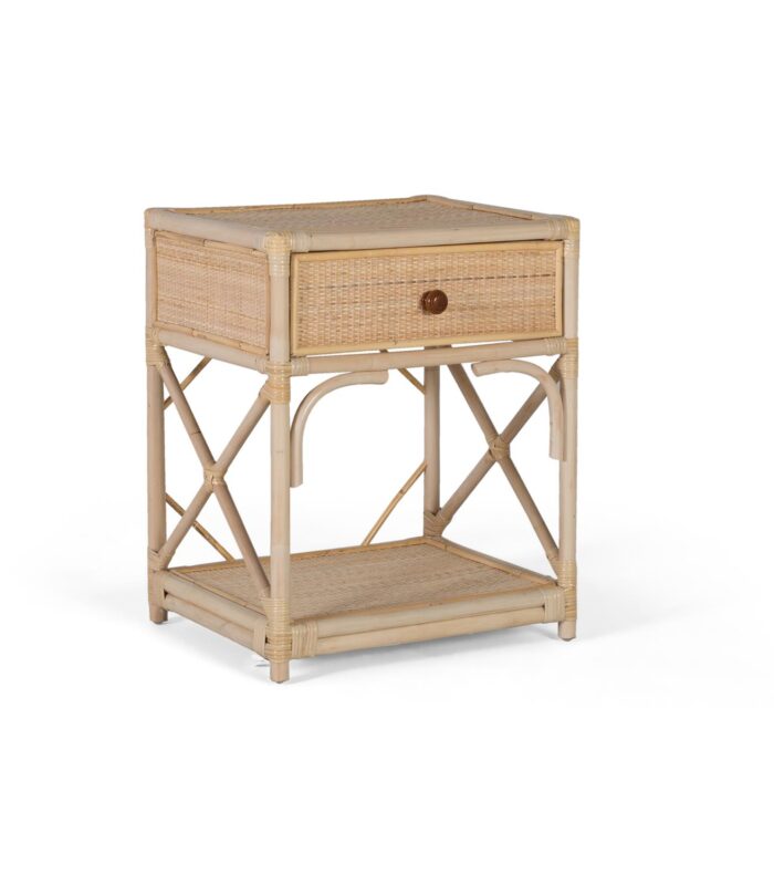 Mesita de noche en ratán natural