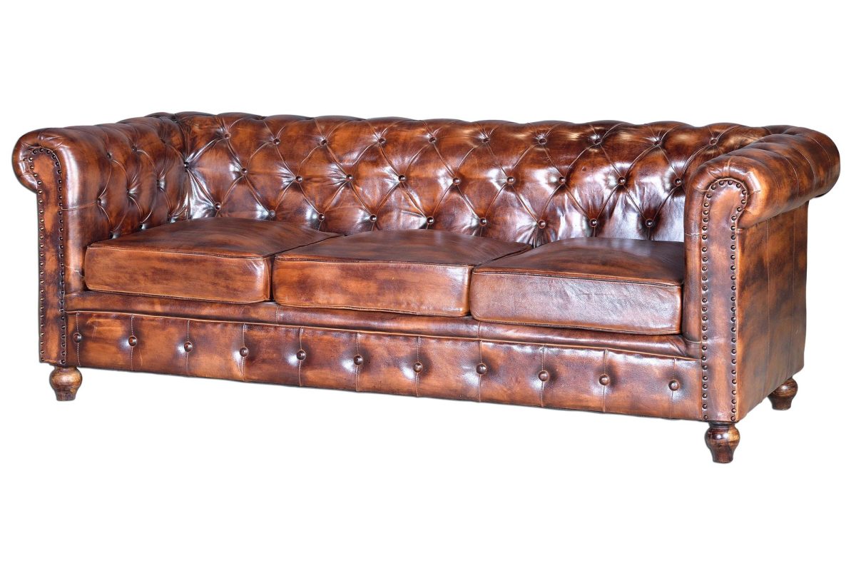SILLON TIPO CHESTER EN PIEL MARRON