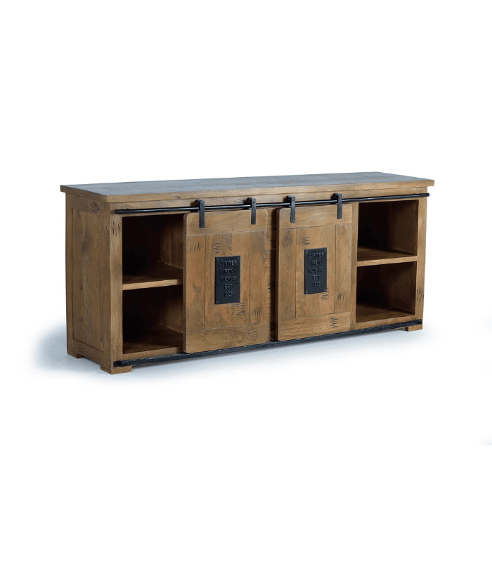 Aparador industrial de madera de mango con puertas correderas y cajones 3 Aparador 2 puertas correderas y 6 cajones - Imagen 3