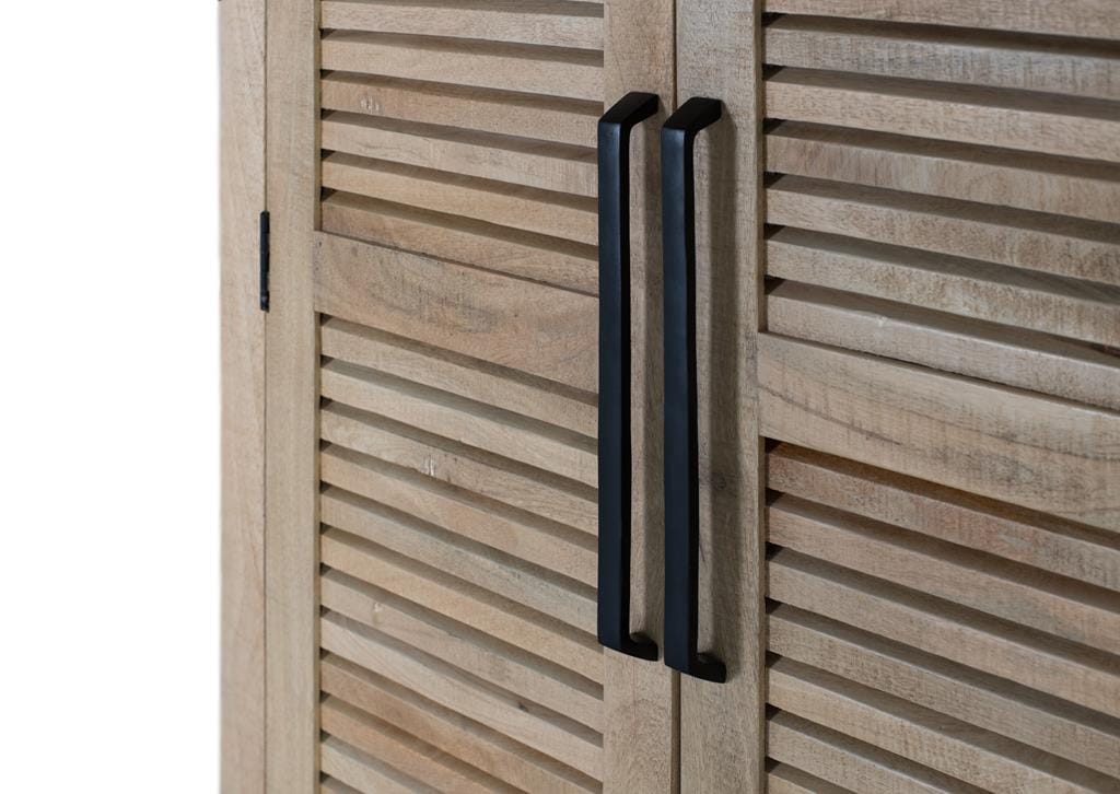 Armario de madera natural con puertas altas y estantes ajustables 5 Armario 2 puertas madera de mango natural - Imagen 5