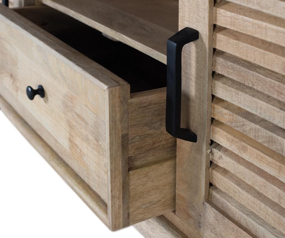 Armario de madera natural con puertas altas y estantes ajustables 6 Armario 2 puertas madera de mango natural - Imagen 6