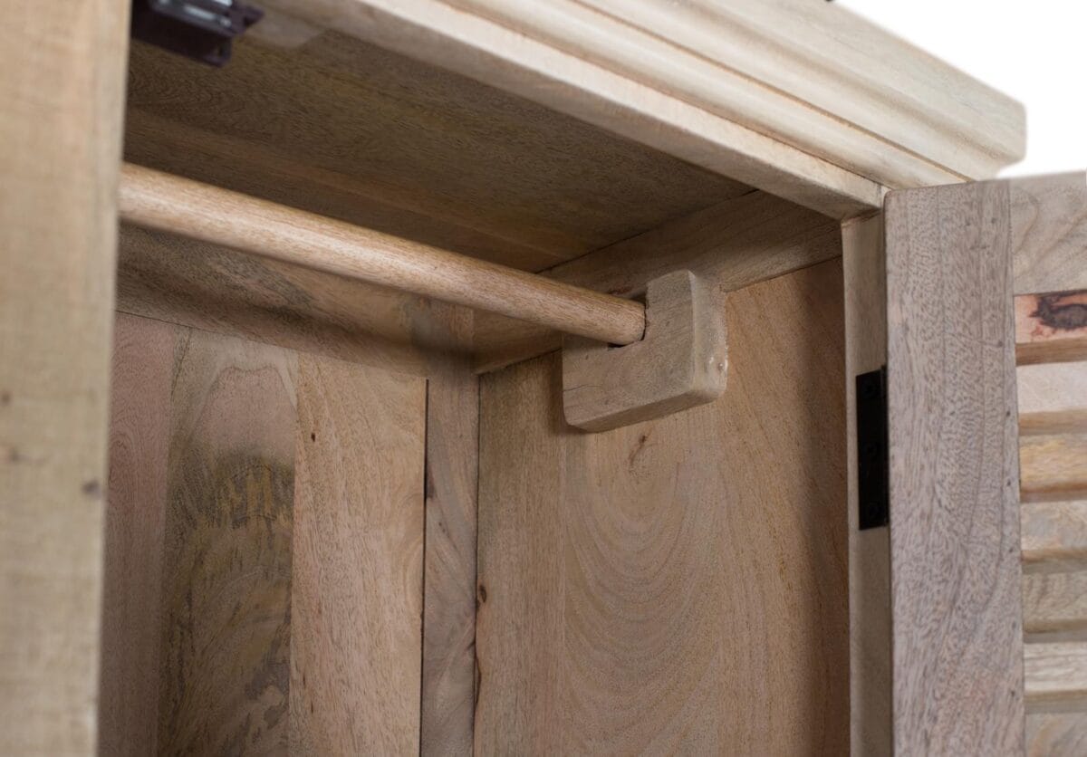 Armario de madera natural con puertas altas y estantes ajustables 7 Armario 2 puertas madera de mango natural - Imagen 7