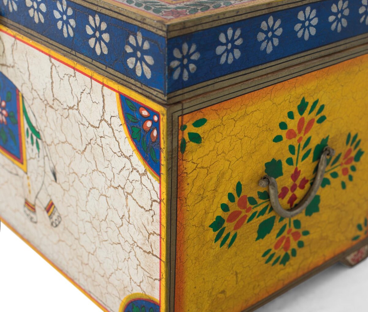 Baúl de madera de mango pintado a mano estilo bohemio multicolor 4 Baúl de madera de mango pintado a mano - Imagen 3
