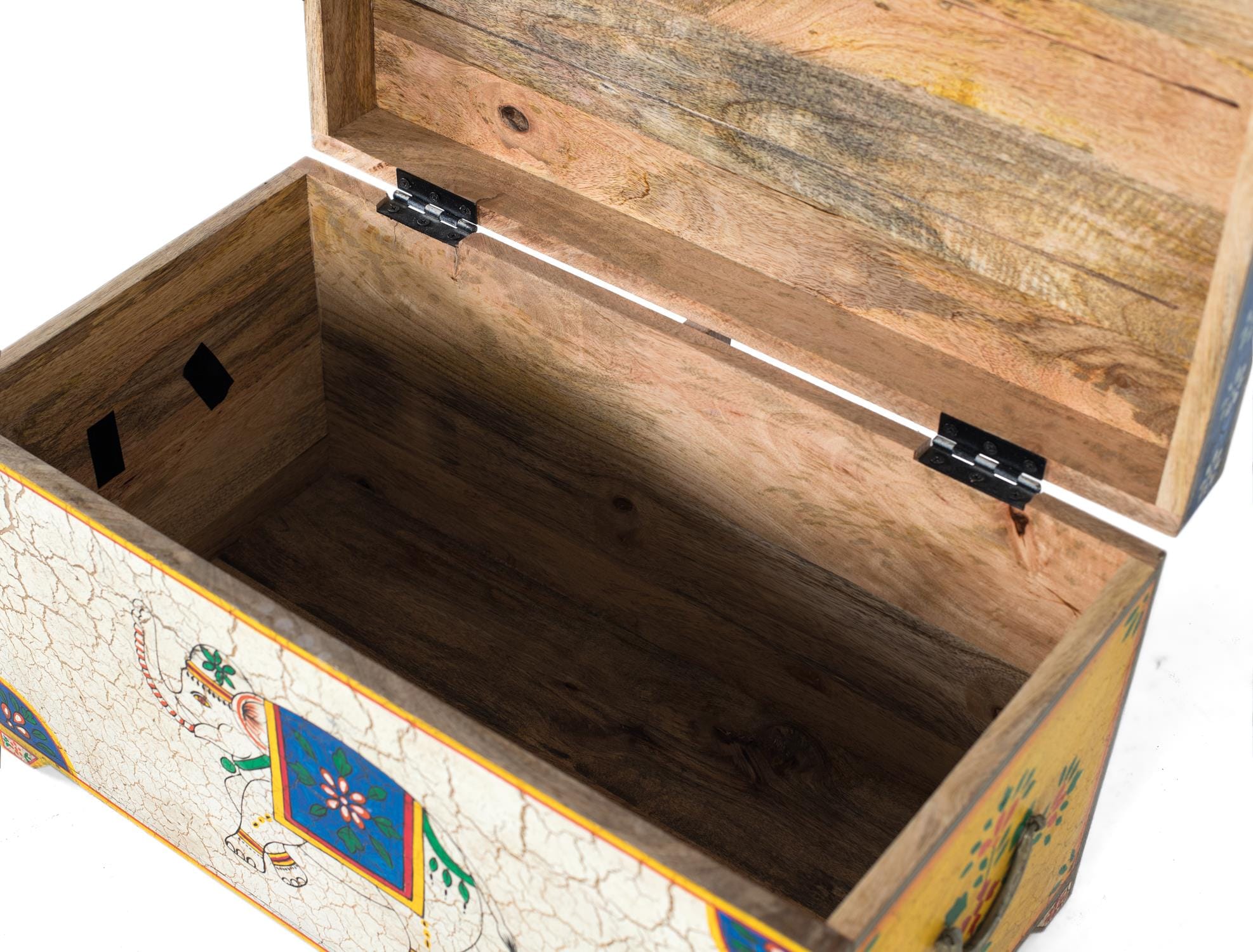 Baúl de madera de mango pintado a mano estilo bohemio multicolor 6 Baúl de madera de mango pintado a mano - Imagen 5