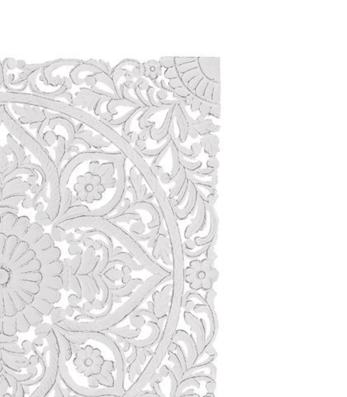 Cabecero decorativo MDF blanco tallado a mano estilo vintage 2 Cabecero / panel decorativo MDF tallado blanco envejecido - Imagen 4