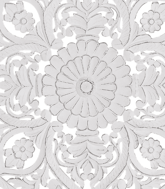 Cabecero decorativo MDF blanco tallado a mano estilo vintage 3 Cabecero / panel decorativo MDF tallado blanco envejecido - Imagen 3