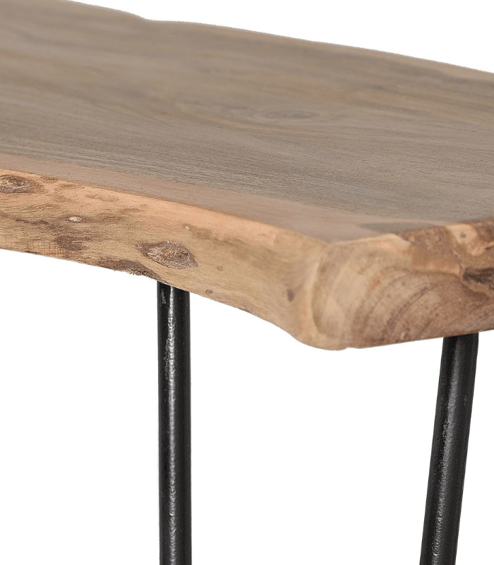 Consola de madera maciza de acacia con patas de metal negro estilo moderno industrial 2 Consola de Madera de Acacia y Metal Negro - Imagen 3