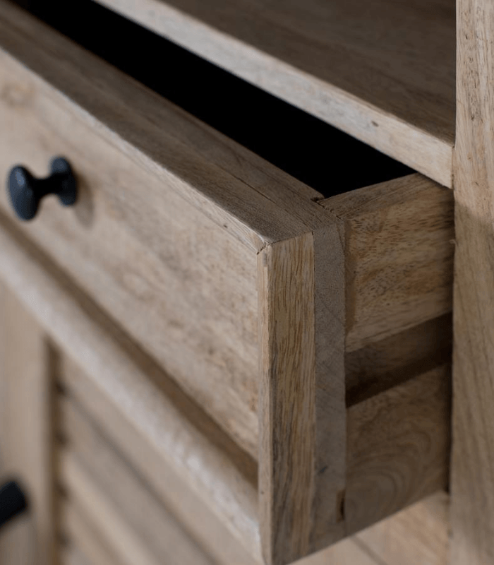Librería alta de madera maciza de mango en tono natural 3 Librería en madera maciza de mango natural - Imagen 4
