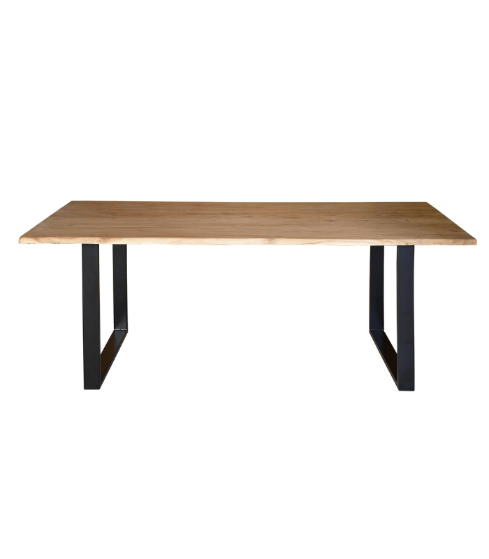 Mesa comedor madera de acacia natural con patas de hierro