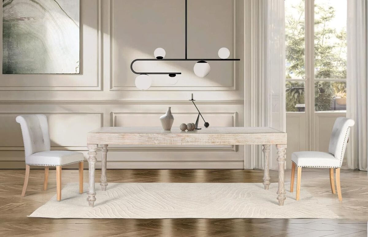 Mesa de comedor en madera de mango tallada a mano