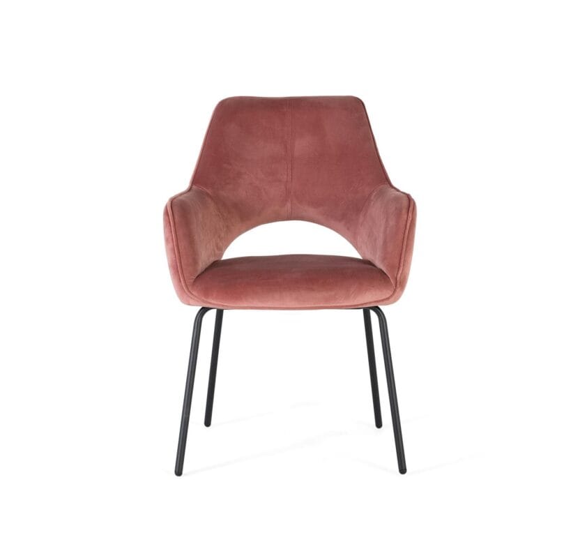 Set de 2 Sillas de Terciopelo Rosa con Patas Metálicas