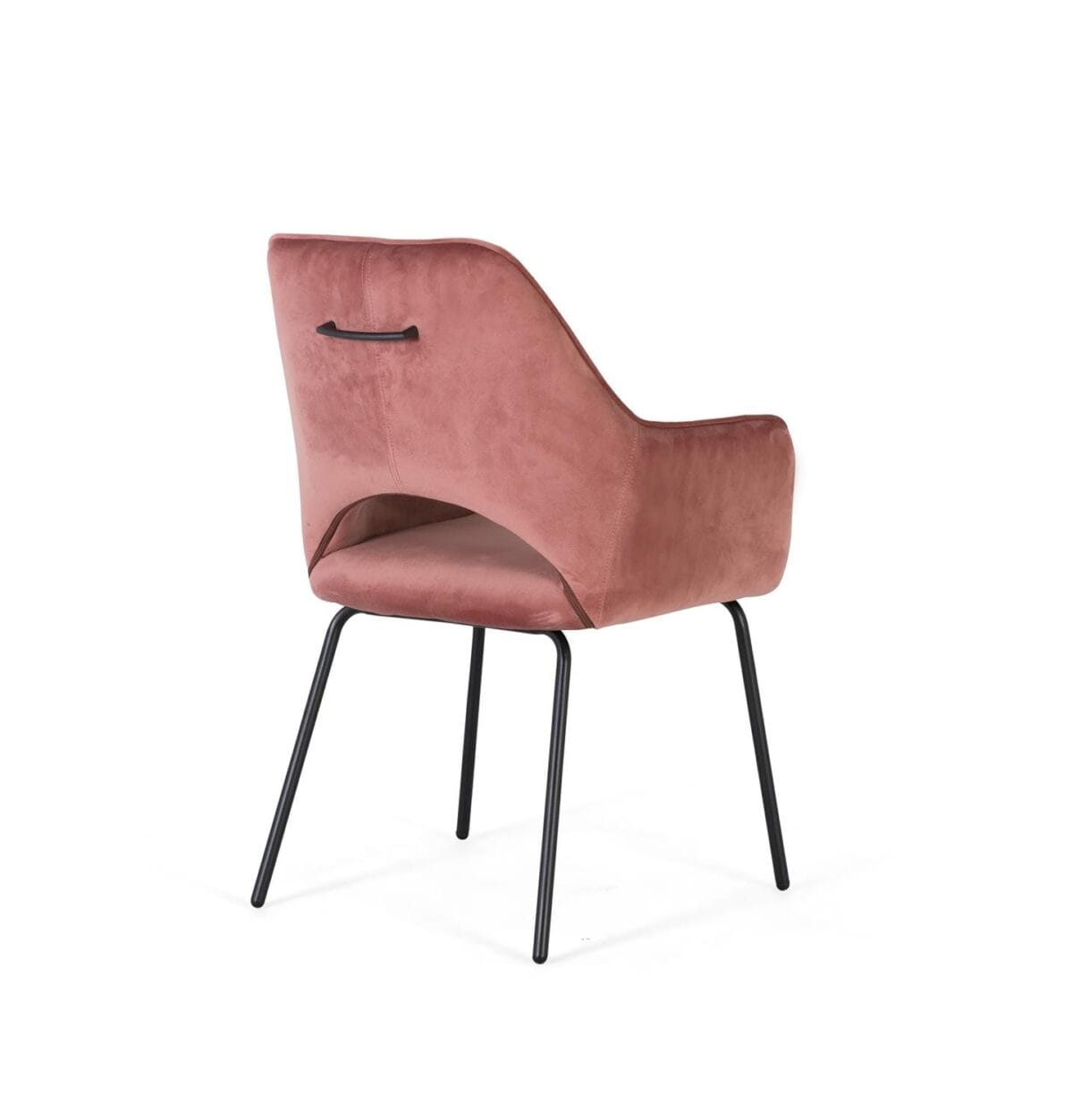 Set de 2 Sillas de Terciopelo Rosa con Patas Metálicas - Imagen 3