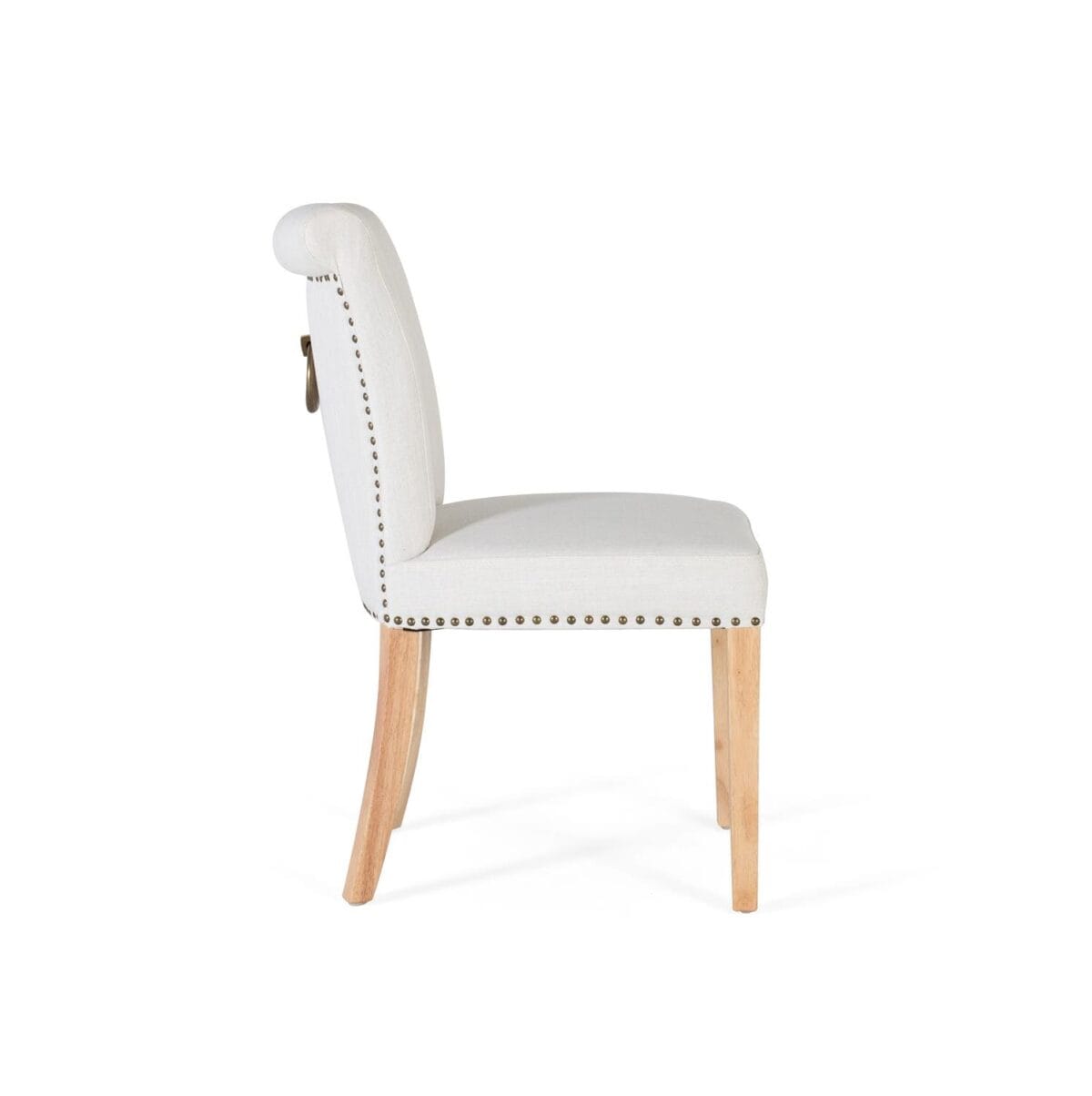 Set de 2 Sillas Tapizadas Beige Claro con Patas de Madera - Imagen 2