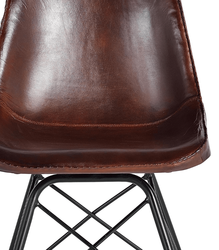 Silla Industrial Tapizada en Piel Marrón 2 Silla Industrial Tapizada en Piel Marrón - Imagen 4