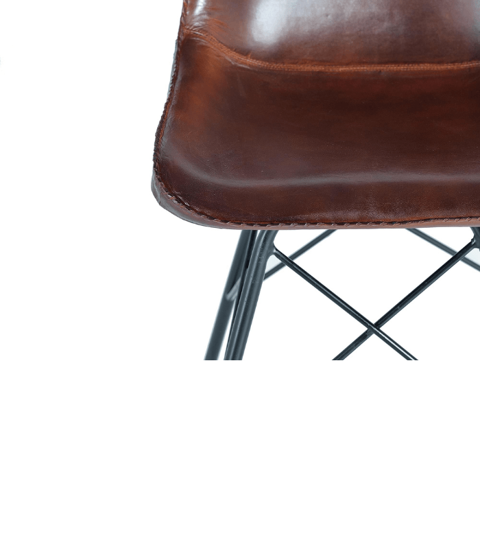 Silla Industrial Tapizada en Piel Marrón 3 Silla Industrial Tapizada en Piel Marrón - Imagen 6