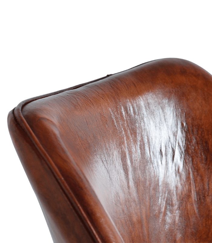 Silla Tapizada en Cuero Marrón con Patas de Metal 2 Silla Tapizada en Cuero Marrón con Patas de Metal - Imagen 4