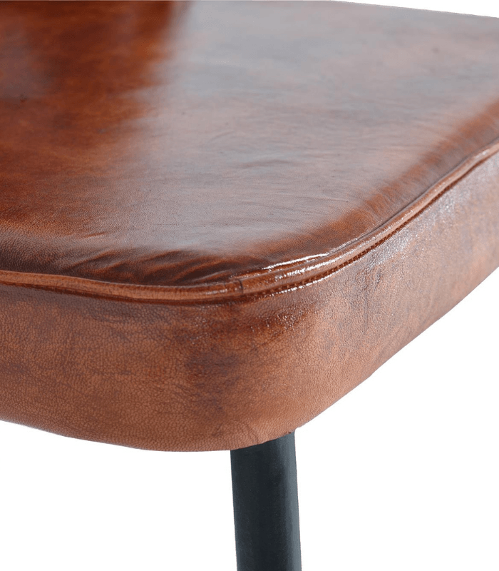 Silla Tapizada en Cuero Marrón con Patas de Metal 3 Silla Tapizada en Cuero Marrón con Patas de Metal - Imagen 5