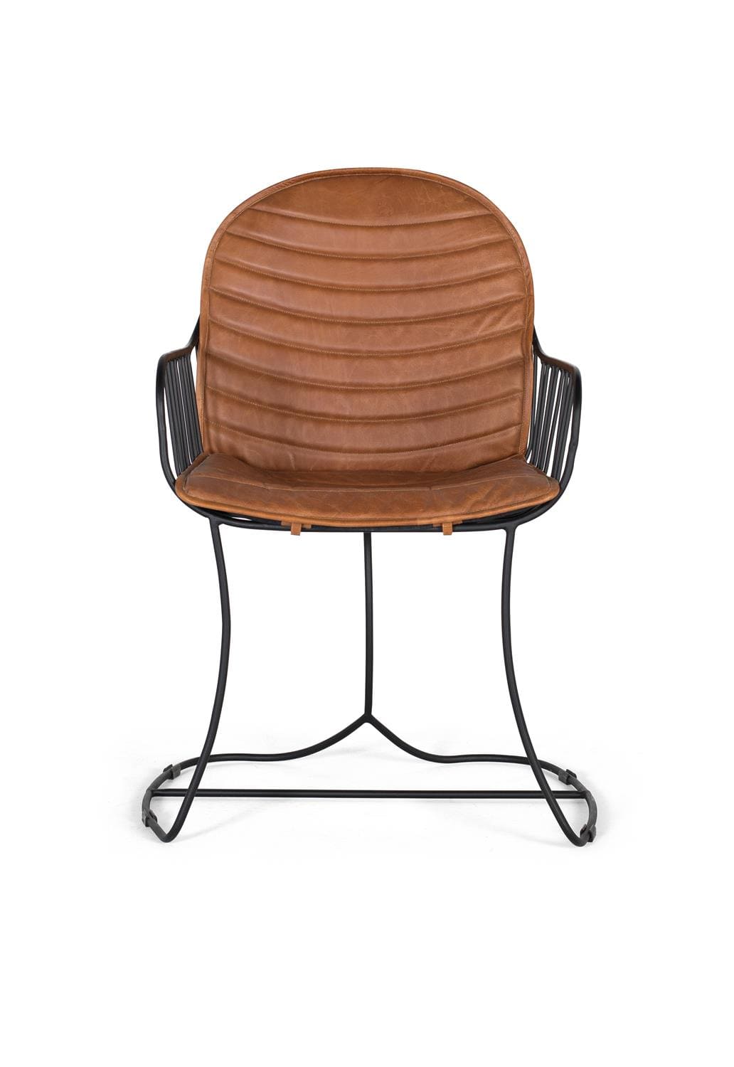 Silla tapizada en piel marrón claro, estilo moderno y robusto 2 Silla tapizada en piel marrón claro, estilo moderno y robusto