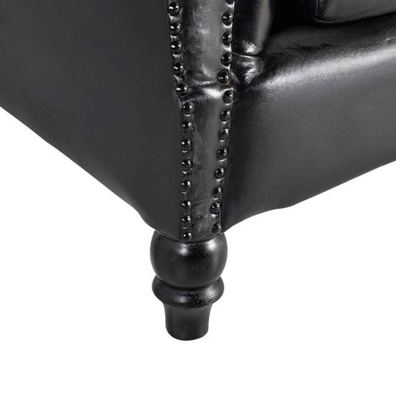 Sofá Chester 4 plazas tapizado en piel negra de vacuno (7) Sofá Chester de Piel Negro 4 Plazas - Imagen 6