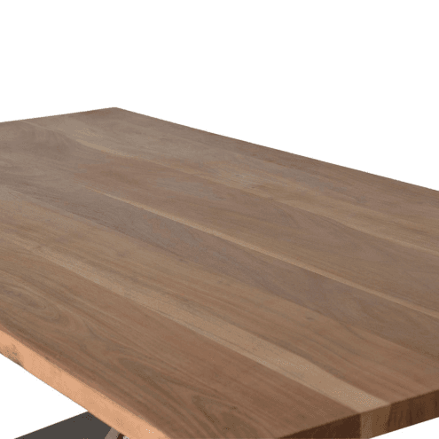 mesa de comedor en madera maciza de acacia con base de metal 4 Mesa de Comedor en Madera de Acacia con Base Metálica - Imagen 4