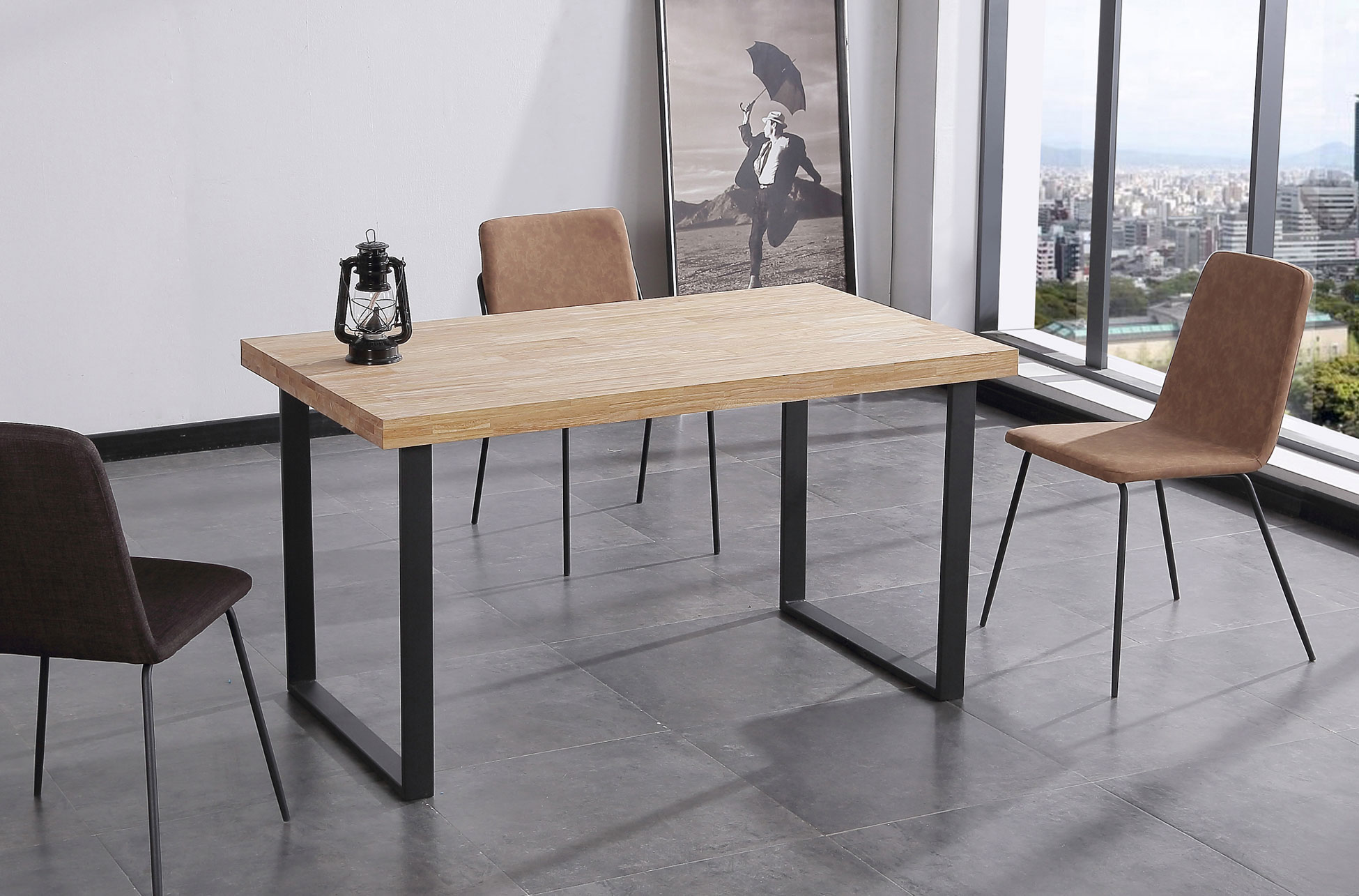 0001430020010-1-full.jpg MESA COMEDOR FIJA NATURAL 140 x 80 CM ROBLE NORDISH NEGRO - Imagen 1
