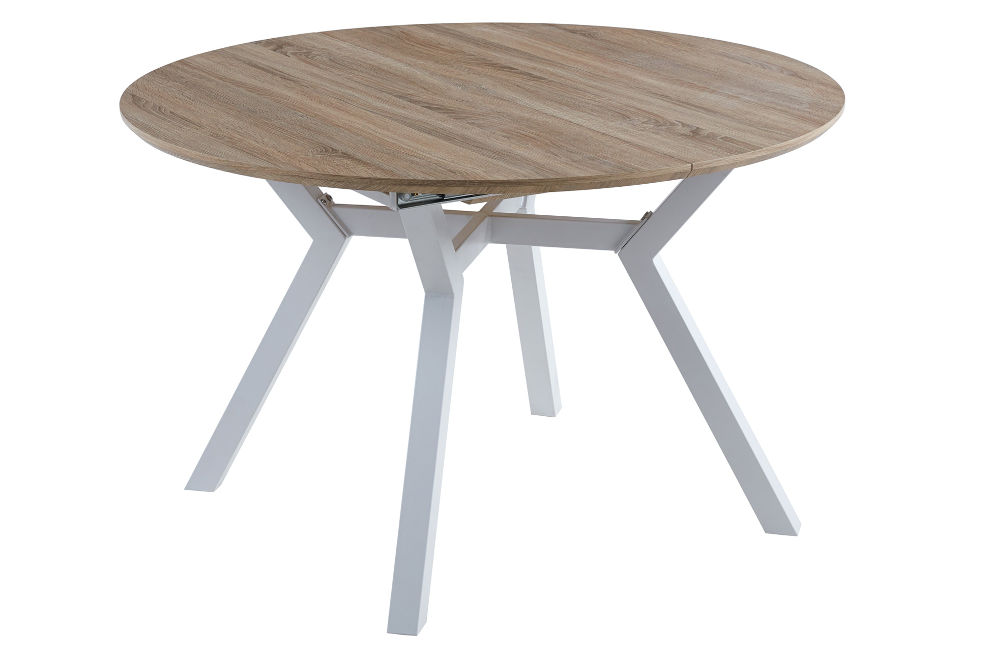 0603000020019-1-full.jpg MESA COMEDOR REDONDA EXTENSIBLE DELTA 120 - 160 CM OAK BLANCO - Imagen 1