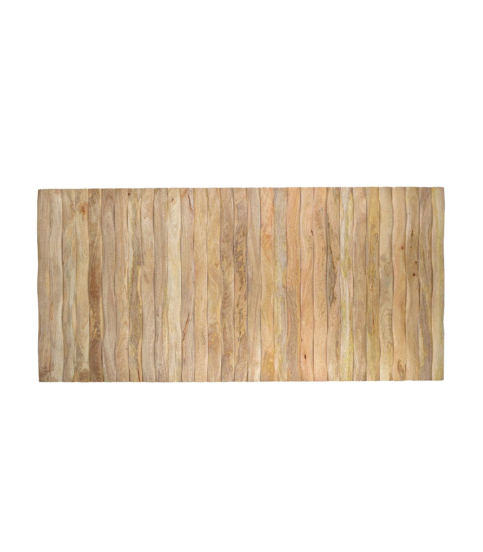 Cabecero Diana de madera de mango con diseño de tablas, 158 cm de ancho