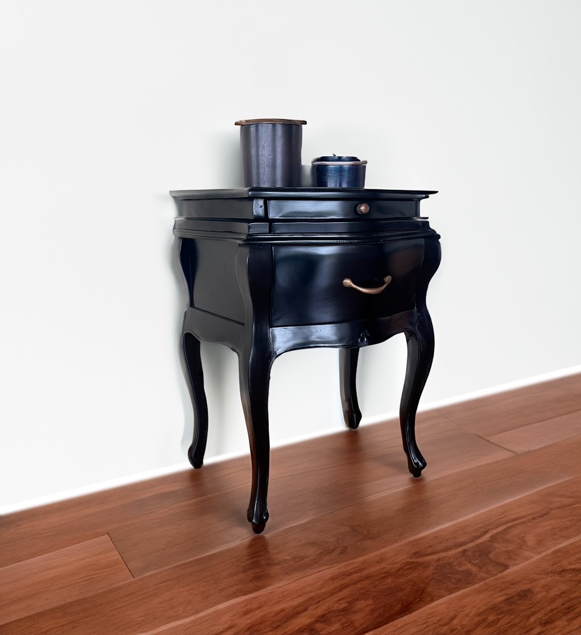 148152_4 MESITA VINTAGE NEGRA 2 CAJONES 57x40x70 - Imagen 5