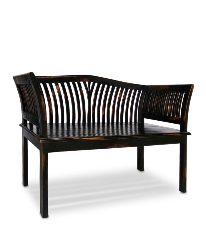 BANCO KARTINI NEGRO 2 PLAZAS 117x47x76