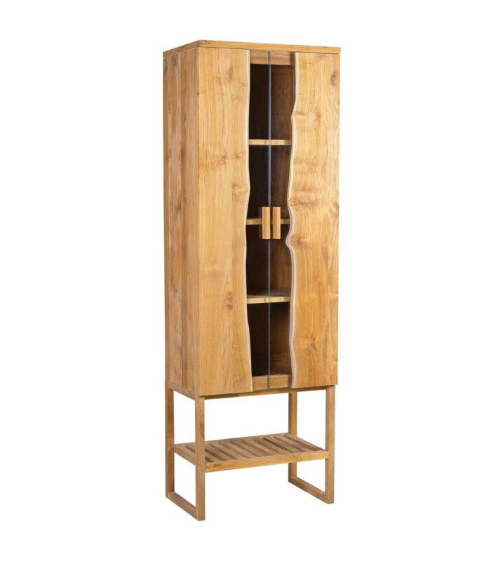 Vitrina Teka Atlanta de madera de teca con 2 puertas y 5 estantes