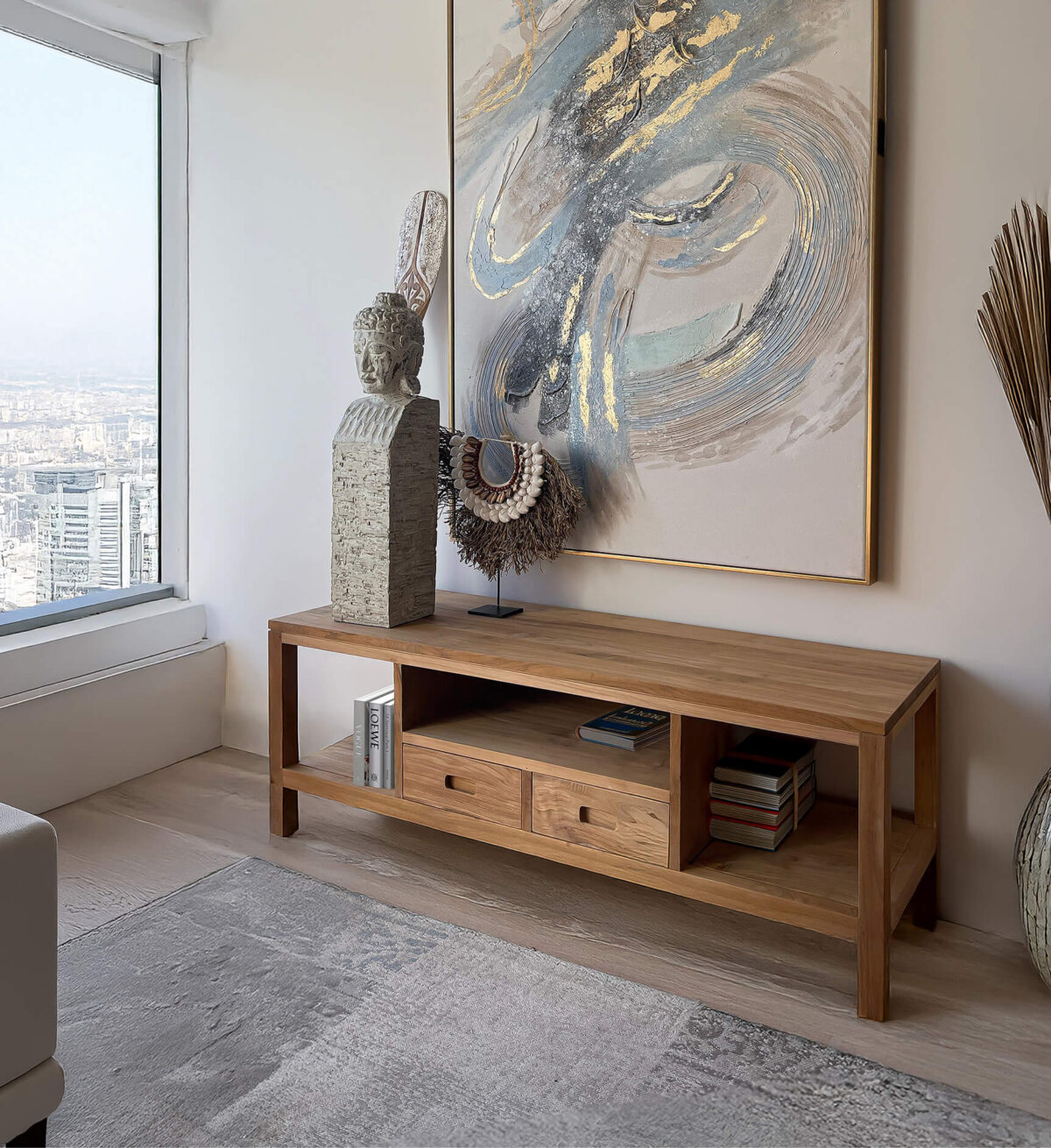 MUEBLE TV TEKA TEIDE 2 CAJONES 1 HUECO 130x40x45 - Imagen 6