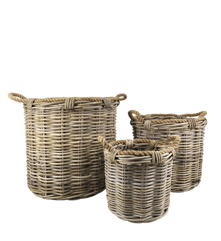 CESTAS RATTAN KUBU REDONDAS CON CUERDA